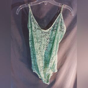 Free People Lacy Bodysuit Adjustable Spaghetti Straps NTW Turquoise Large